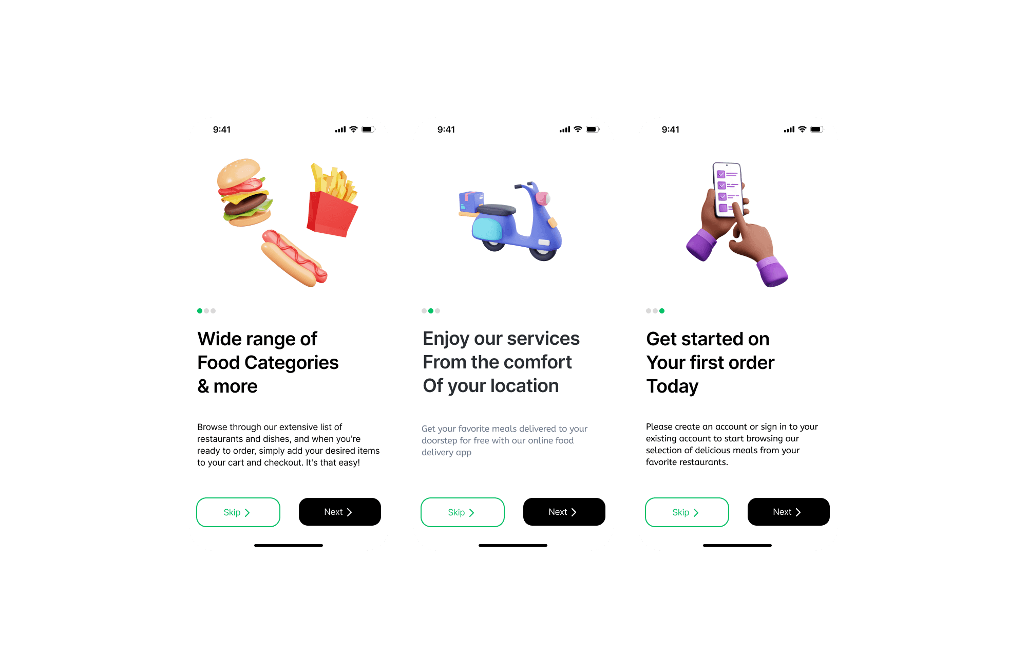 Food delivery app design